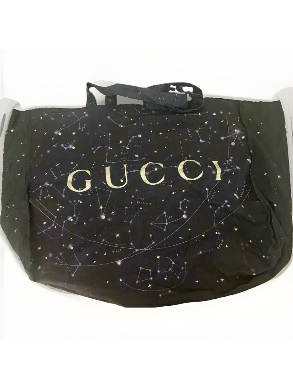 GUCCI Cotton Large Tote Bag Astrology Astronomy Navy Stars Blue Canvas Bag